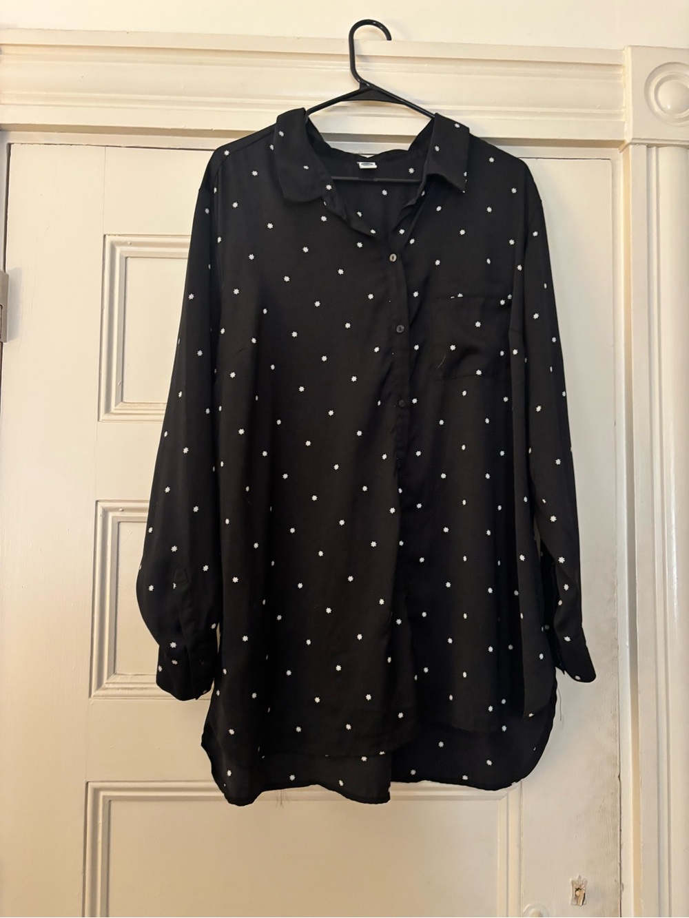 Old Navy Black Blouse with White Polka Dots